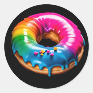 Lgbtq+ neon pride doughnut classic round sticker