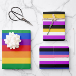 LGBTQ, Nonbinary, Genderfluid Flags Wrapping Paper Sheet