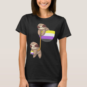 LGBTQ Nonbinary Pride Sloth Rope Playing Nonbinary T-Shirt
