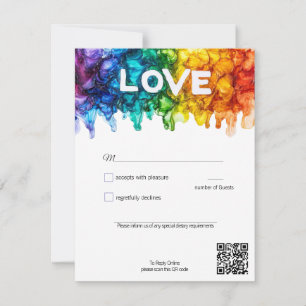 🌈 🐦 LGBTQ Painted With Love wedding  RSVP Card