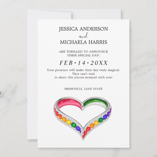 🌈 🐦 LGBTQ Painted With Love wedding  Save The Date (Back)