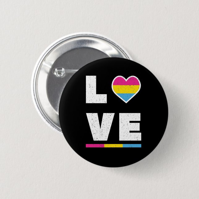 LGBTQ Pansexual Pride Flag Distressed Grunge Love 6 Cm Round Badge (Front & Back)