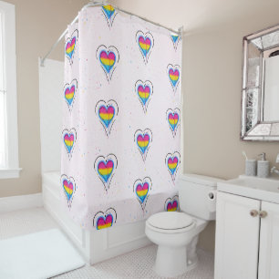 LGBTQ Pansexual Pride Heart Flag Shower Curtain