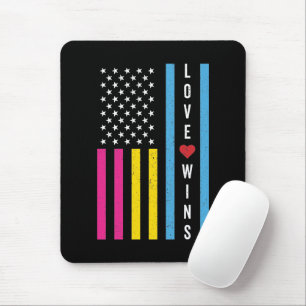 LGBTQ Pansexual Pride Love Wins USA American Flag Mouse Pad