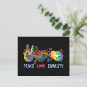 LGBTQ - Peace, Love, Equality - Rainbow Colours Postcard