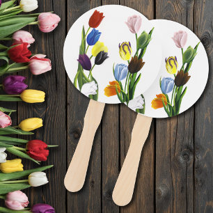 LGBTQ plus Tulips Flowers Hand Fan