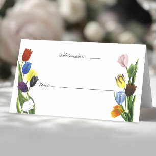 LGBTQ plus Tulips Flowers Place Card