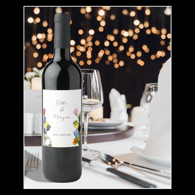 LGBTQ plus Tulips Flowers Wine Label (Creator Uploaded)