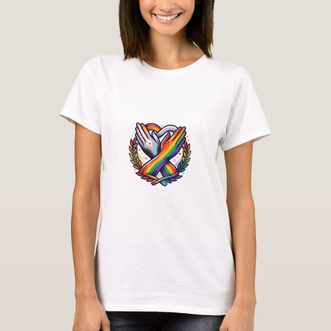 LGBTQ Pride and Neurodiversity Unity Hands Graphic T-Shirt (Front)