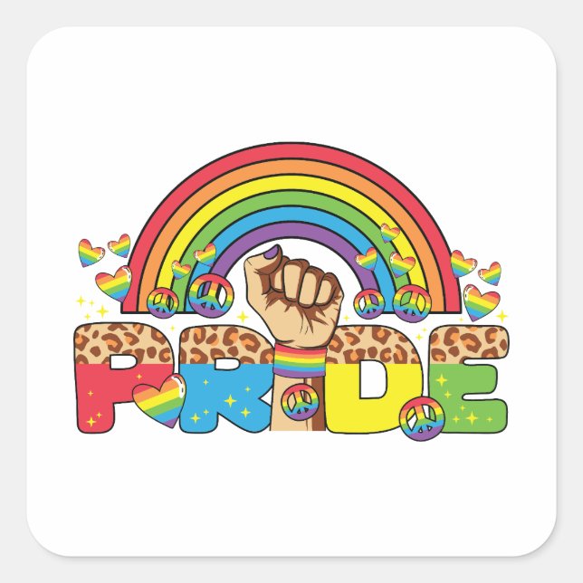 LGBTQ - Pride and Rainbow Square Sticker (Front)