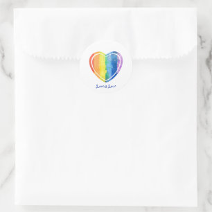 LGBTQ Pride Artistic Pastel Rainbow Heart Classic Round Sticker
