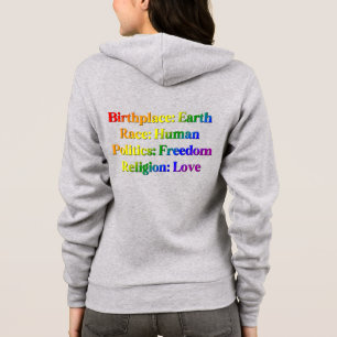 LGBTQ++ Pride - Birthplace: Earth. Race: Human Hoodie