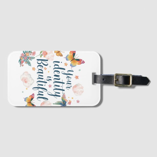 LGBTQ+ Pride Butterfly Quote Luggage Tag (Front Horizontal)