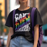 LGBTQ pride can't even think straight T-Shirt<br><div class="desc">A beautiful and colourful t-shirt featuring a self-ironic LGBTQ pride quote in white and rainbow colours,  that reads "Can't even think straight". With this fun gay pride awareness T-shirt,  you can show the world that you are a proud LGBTQ community member.</div>