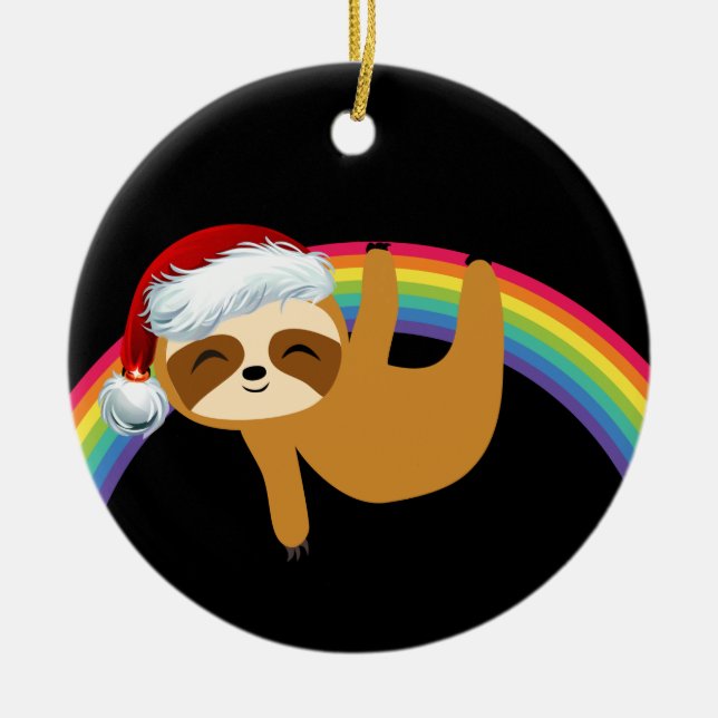 Lgbtq Pride Christmas Sloth Ceramic Tree Decoration (Front)