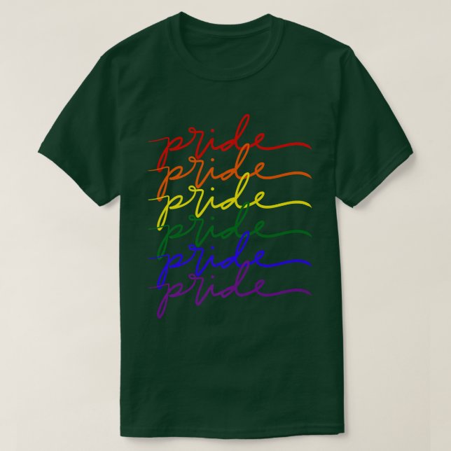 LGBTQ Pride Cursive Rainbow  T-Shirt (Design Front)