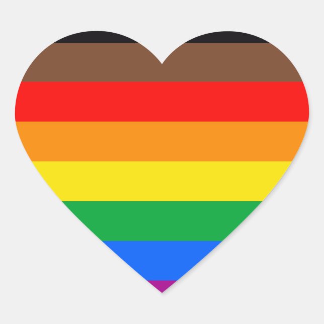 LGBTQ Pride Flag (8 Stripes) Heart Sticker (Front)
