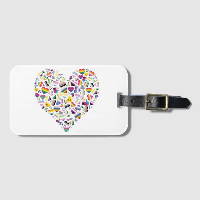 LGBTQ+ Pride Flag Hearts Combined Luggage Tag (Front Horizontal)