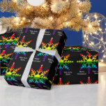 LGBTQ Pride Flag LGBTQ in Christmas Snowflake Wrapping Paper<br><div class="desc">Original 8 Stripes LGBT Pride Flag in Christmas Snowflake,  LGBTQ Black Christmas Gift Wrapping Paper with custom text: Merry Christmas,  With Love Santa</div>