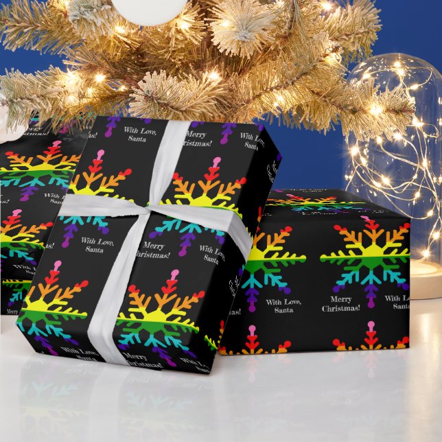 LGBTQ Pride Flag LGBTQ in Christmas Snowflake Wrapping Paper (Holidays)