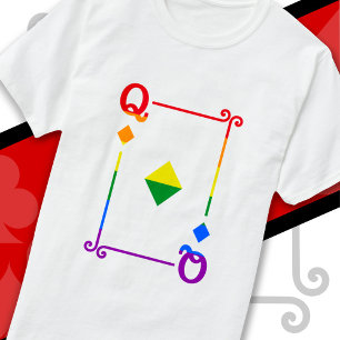 LGBTQ Pride Flag Playing Cards Queen Card Diamonds T-Shirt