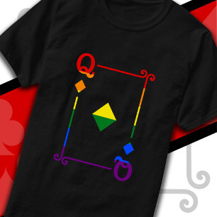 LGBTQ Pride Flag Playing Cards Queen Card Diamonds T-Shirt
