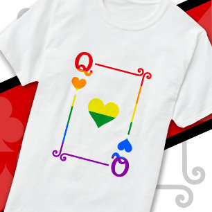 LGBTQ Pride Flag Playing Cards Queen Card Hearts T-Shirt