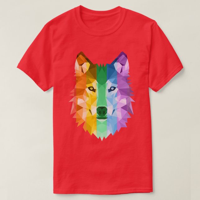 LGBTQ Pride Flag Wolf Tee  (Design Front)