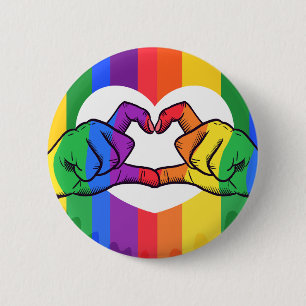 LGBTQ Pride Heart Hands 6 Cm Round Badge
