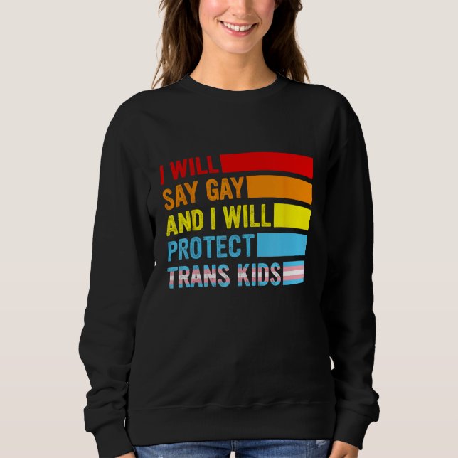 Lgbtq Pride I Will Say Gay And I Will Protect Tran Sweatshirt (Front)