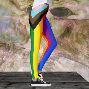 LGBTQ & Pride Leggings - Rainbow Progress Flag