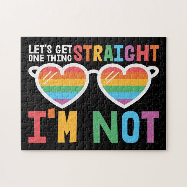 LGBTQ pride Let's Get One Thing Straight I'm Not Jigsaw Puzzle (Horizontal)