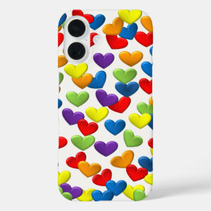 LGBTQ+ / PRIDE Lots of rainbow hearts  iPhone 16 Case