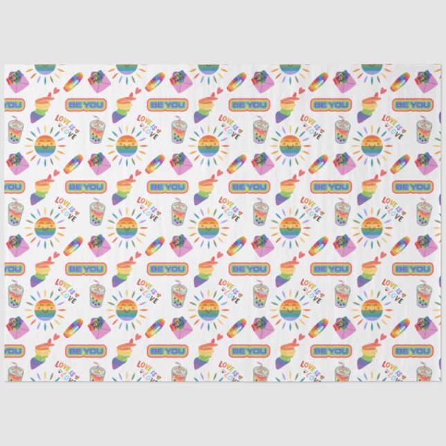 LGBTQ+ Pride Love is Love Wrapping Tissue Paper  (Front)