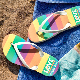 LGBTQ Pride Love is never wrong rainbow flag heart Jandals