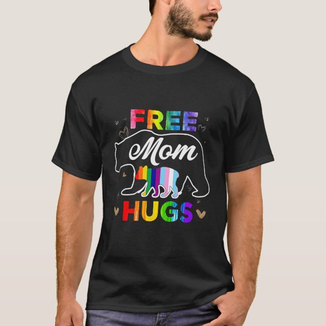 Lgbtq Pride Mama Bear Free Mum Hugs T-Shirt (Front)