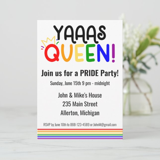 LGBTQ PRIDE Month Party Invitation (Standing Front)