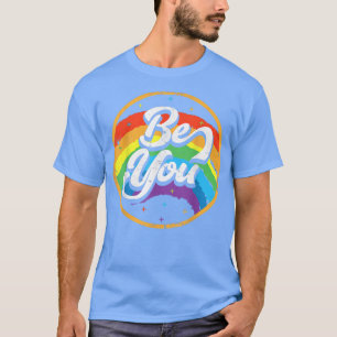 LGBTQ Pride Rainbow Circle Flag Be You Retro Vinta T-Shirt