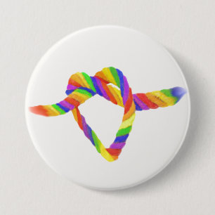 LGBTQ+ / PRIDE Rainbow Colors Heart-Shaped Knot  7.5 Cm Round Badge