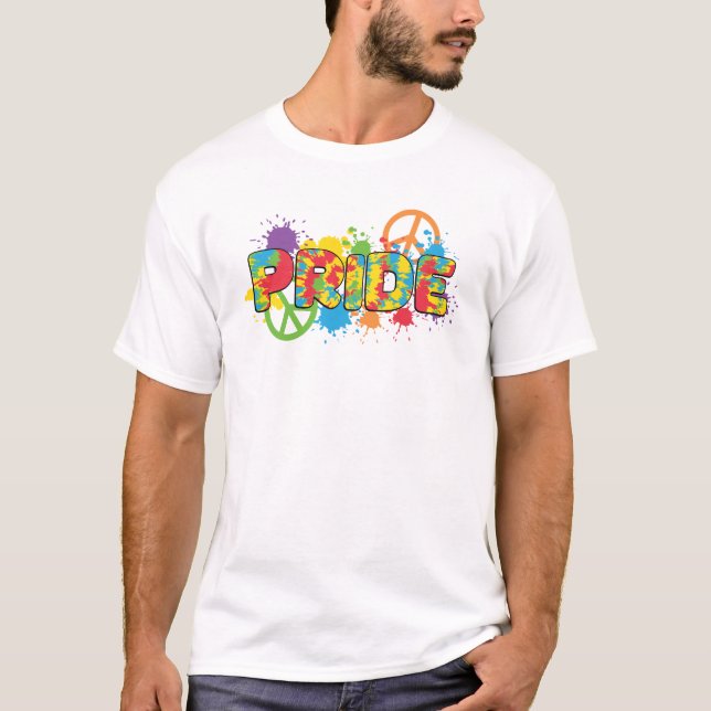 LGBTQ - Pride - Rainbow Colours Paint Splashes T-Shirt (Front)
