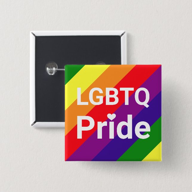 LGBTQ Pride Rainbow Colours Striped 15 Cm Square Badge (Front & Back)