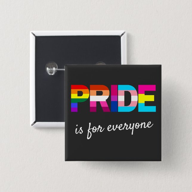 LGBTQ Pride Rainbow Colours Typography 15 Cm Square Badge (Front & Back)