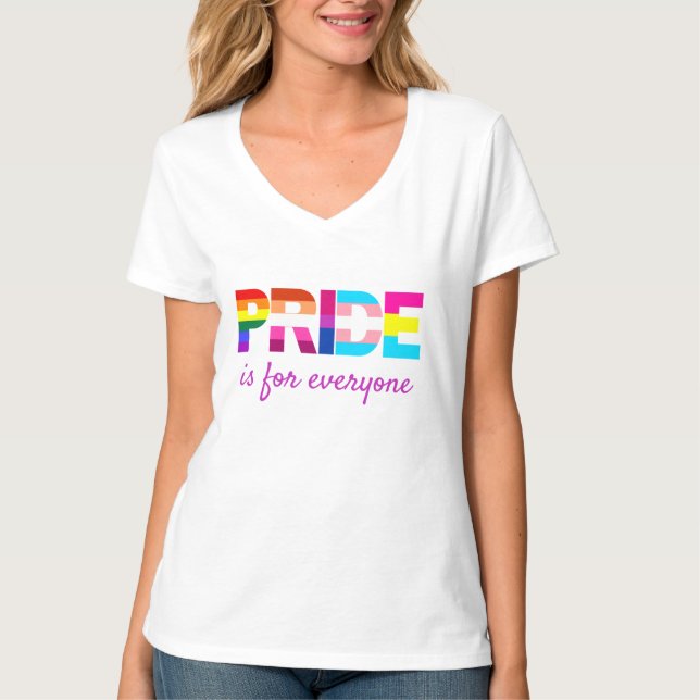 LGBTQ Pride Rainbow Colours Typography T-Shirt (Front)