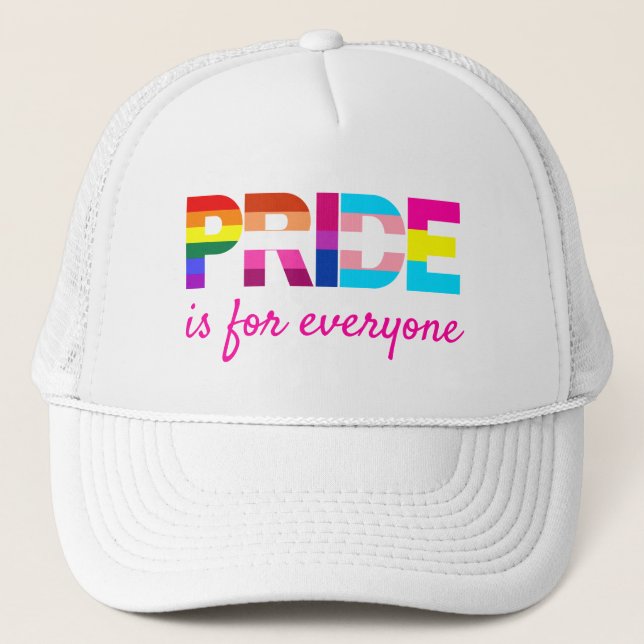 LGBTQ Pride Rainbow Colours Typography Trucker Hat (Front)