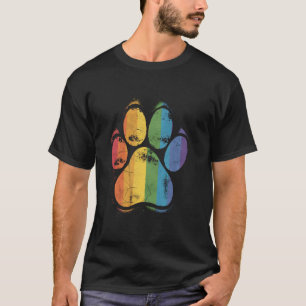 LGBTQ Pride Rainbow Dog Paw T-Shirt