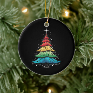 LGBTQ Pride Rainbow Flag Gay Christmas Tree Gifts Ceramic Tree Decoration