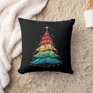LGBTQ Pride Rainbow Flag Gay Christmas Tree Gifts Cushion