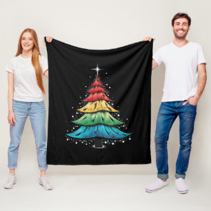 LGBTQ Pride Rainbow Flag Gay Christmas Tree Gifts Fleece Blanket