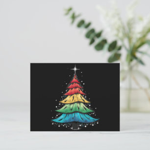 LGBTQ Pride Rainbow Flag Gay Christmas Tree Gifts Holiday Postcard