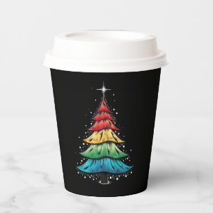 LGBTQ Pride Rainbow Flag Gay Christmas Tree Gifts Paper Cups